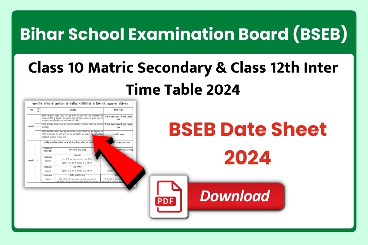 Bihar Board Matric and Inter Exam Schedule 2024 – Subject-wise Date Sheet Released